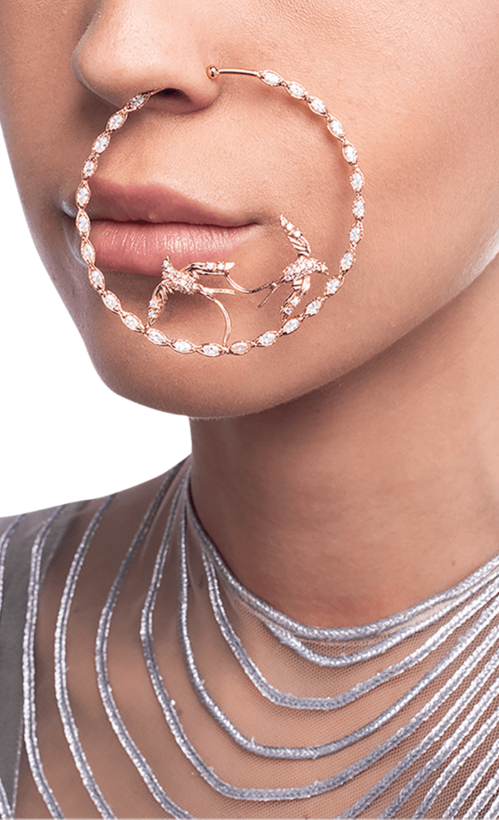 Floral Silver Nath/Nose Ring By Moha- Pierced Left